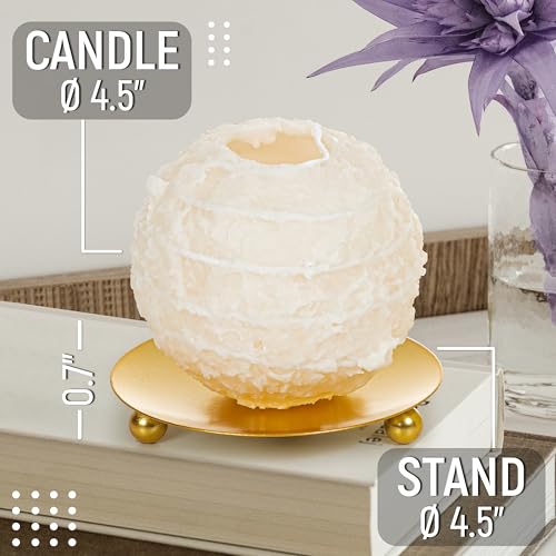 Spiral Candles Burn Around, Unscented Unique Shaped Decorative Candle on Metal Base, 4.5" Beige Beeswax Soy Wax Candle, 4h...