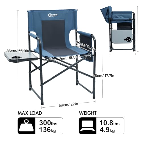 Portal Directors Chair Camping Chairs for Adults with Side Table Folding Lawn Chairs for Adults, Directors Chairs Foldable...