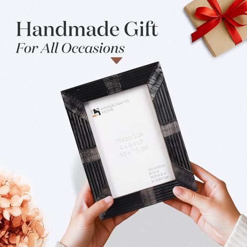 Handicrafts Home Decorative Picture Frame 4x6, Handmade Shagrin Horn Photo Frame, Black Decorative Tabletop Display & Wall...