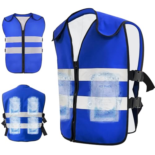 VVHOOY Cooling Vest for Men&Women,Reflective Ice Vest with 20 PCS Reusable Ice Packs,Adjustable Cool Jacket for Motorcycl...