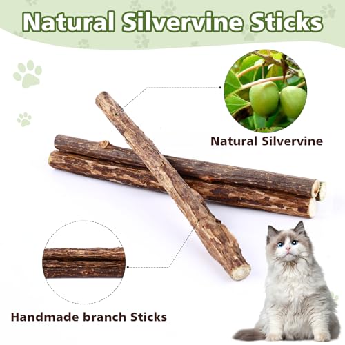 WOUSEDO 27 Pack Catnip Chew Toys for Cats,Cotton Sisal Rope Toys,Cat Natural Silvervine Sticks,for Cat Teeth Cleaning and ...
