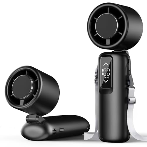 Guirngou Portable Handheld Turbo Fan, 1-100 Gear Wind, Battery Operated, Up to 23 Working Hours, 3 IN 1 Personal Fan with ...