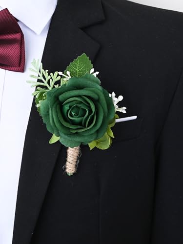 MAFELOE 2 Pieces Corsage Boutonniere Set, Artificial Flower Supplies for Wedding Prom Party Business Celebration Suit Deco...