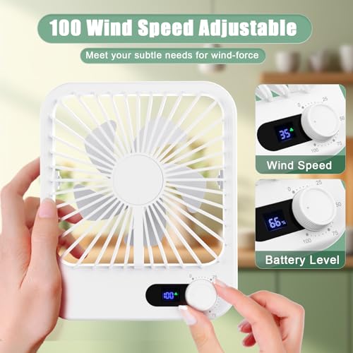 Cooperwin Travel Fan for Sleeping, 6.8" Small Portable Fan Rechargeable Battery Powered, 100 Speeds Personal Mini Desk Fan...