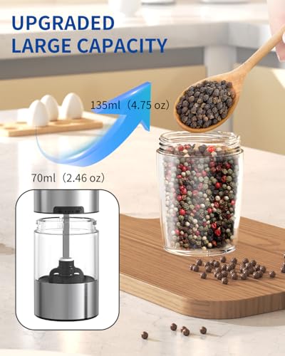 CIRCLE JOY Gravity Electric Salt and Pepper Grinder Set Automatic Salt and Pepper Grinder Set with LED Light, Battery Oper...
