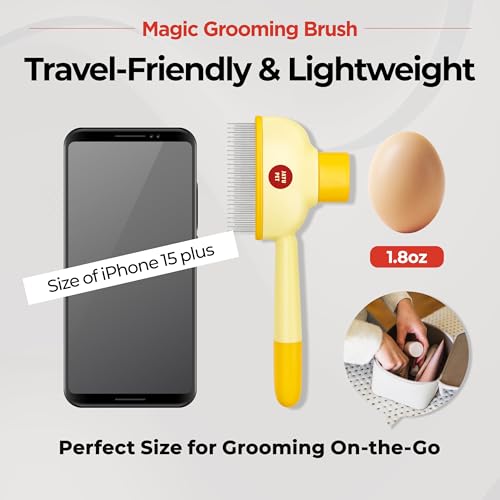 JAYU PET Magic Grooming Brush – Cat Brush for Shedding, Dual-Length Stainless Steel Bristles, One-Click Self-Cleaning, Ver...