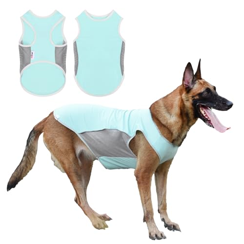 UNIPUP UPF 50+ Sun Protection Dog Shirt for Medium Large Dogs - Breathable Sleeveless Vest with Reflective Strips, Sports ...