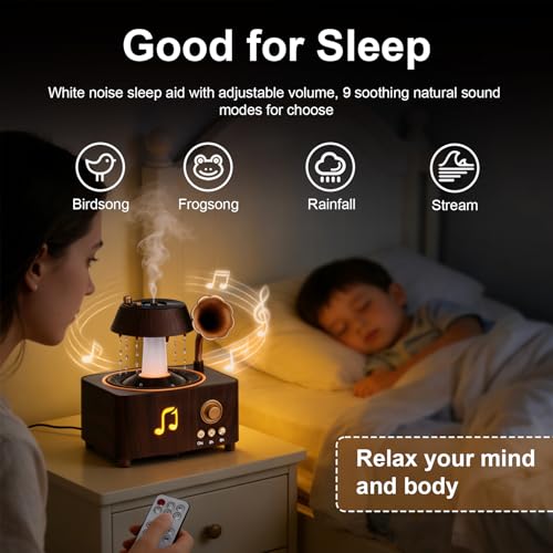 Morbou Raindrop Aroma Diffuser Room Humidifier with White Noise, 7-Color Air Mist Essential Oil Diffuser Sleep Sounds Arom...