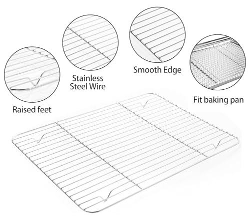 Stainless Steel Baking Sheet Tray Cooling Rack with Silicone Baking Mat Set, Cookie Pan with Cooling Rack, Set of 9 (3 She...