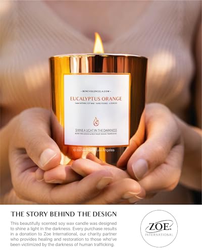 Benevolence LA Eucalyptus Orange Wood Wick Candles | Soy Christmas Scented Candles for Home | Holiday Candle Gifts for Wom...