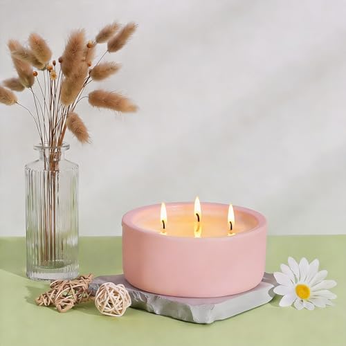 Viyffo 20oz Large Scented Candle - Rose & Jasmine, 3 Wick Pink Candles for Women Home Scented, Non Toxic Soy, Decorative C...