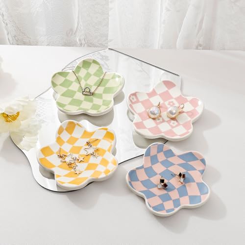 Koythin Aesthetic Jewelry Tray for Girls, Decorative Bedroom Vanity Organizer, Preppy Teen Room Decor Accessories, Gift fo...