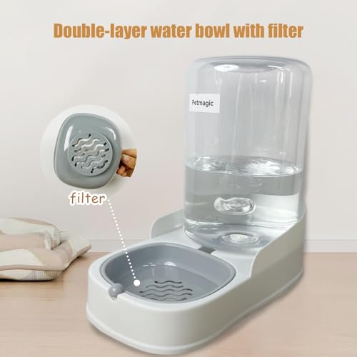 Gravity cat Feeder by Petmagic is a 3.6L Large-Capacity cat Food and Water Bowl Set. This Two-piece Set is Suitable for pe...