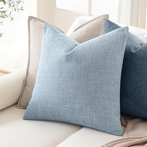 MIULEE Pack of 2 Decorative Linen Burlap Textured Pillow Covers Farmhouse Boho Accent Pillowcases Spring Coastal Home Deco...