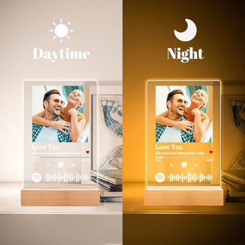 Bulaient Custom Spotify Plaque, Custom Acrylic Song Plaque Picture Frames, Personalized Photo Frame, Personalized Annivers...