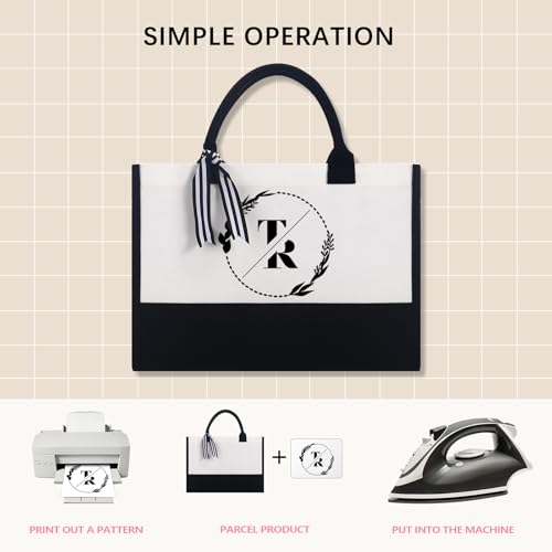OKBA Personalized Classic Canvas Tote Bag(Black and White), for Wedding, Birthday, Beach, Perfect Gifts for Women