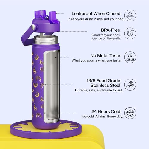 ENCOOL Insulated Water Bottle with Straw Stainless Steel Water Bottle, Leak-Proof, BPA-Free, Double Wall Vacuum Keeps Cold...