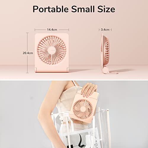 JISULIFE Small Desk Fan, Portable USB Rechargeable Fan, 160° Tilt Folding Personal Mini Fan with 4500mAh Battery, Strong W...