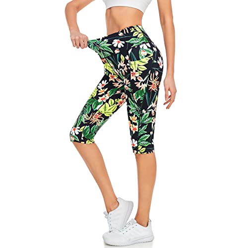 RIMLESS 7 Women's Leggings with Pockets High Waist Cotton Yoga Pants Workout Running Athletic Capris