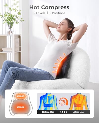 Boriwat Back Massager with Heat, 3D Kneading Massage Pillow for Back, Neck, Shoulder, Leg Pain Relief Deep Tissue, Gifts f...