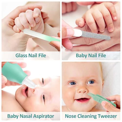 Baby Grooming Kit, Infant Safety Care Set with Hair Brush Comb Nail Clipper Nasal Aspirator,Baby Essentials Kit for Newbor...