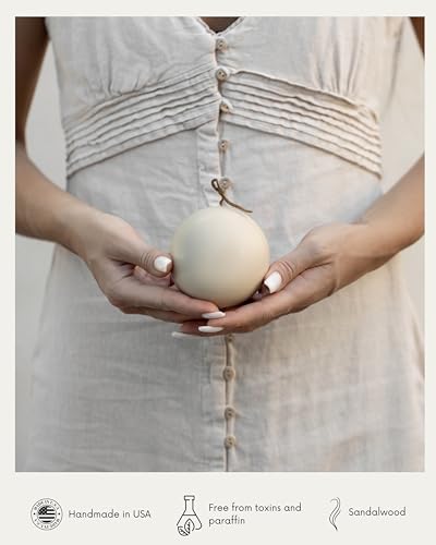 LAWA Sphere Candle - Beautiful Handmade Pillar Soy Wax Elegant Aesthetic Candle Housewarming Gift Home Room Shelf Decor Id...