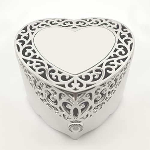 Cherished Moments Personalized First Communion Gift for Girls Filigree Heart Jewelry Keepsake Box with Custom Engraved Cro...