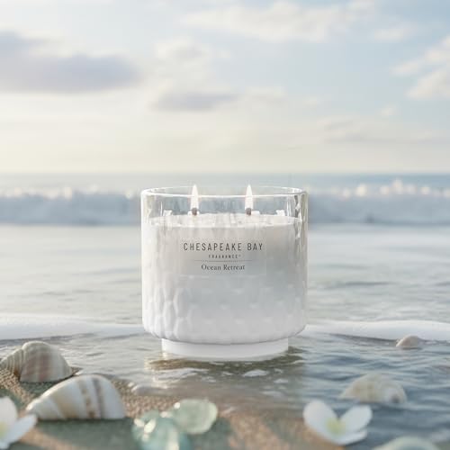Chesapeake Bay, 11oz Ocean Retreat Scented Candle, Mood Evoking Fragrance, Textured Sea Glass-Inspired Jar, Premium Soy Bl...