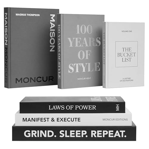 Moncur Home Decorative Coffee Table Books Set of 3 Black & White Design Books with Removable Covers and Real Blank Pages f...