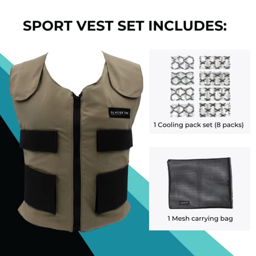 Glacier Tek Cool Vest Personal Cooling, 59 Degrees for 2.5 hours 8 Cool Packs, Recharge in 30 Minutes