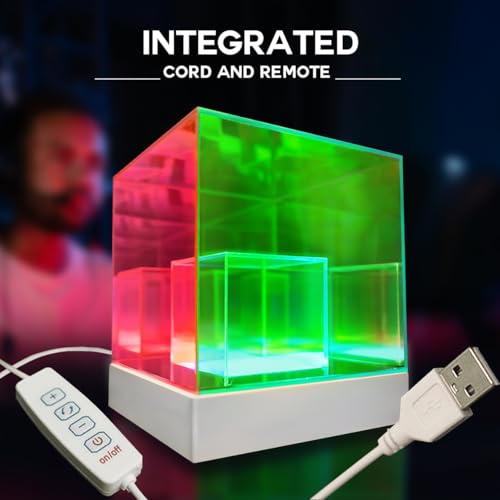 Lumoonosity Infinity Cube Light - 3D Infinity Lamp for Bedroom, Gamer Room - USB Powered, Color Changing Eye-Catching Tabl...