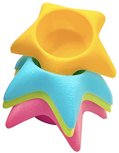 Island Genius Starfish 4-Pack Beach Cup Holders, Sand-Free Drink Holders, Beach Essentials for Family, Adults, Kids, Multi...