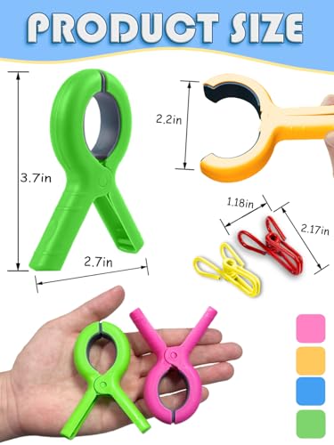 Large Beach Towel Clips, 8 PCS Beach Chair Clips with 2PCS Chip Clips for Chair Cruise Pool, Heavy Duty to Beach Vacation ...