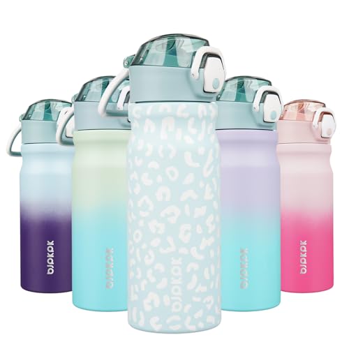 BJPKPK Insulated Water Bottle 18oz Stainless Steel Water Bottles with Straw and Carry Handle Double Wall Metal Thermal Fla...