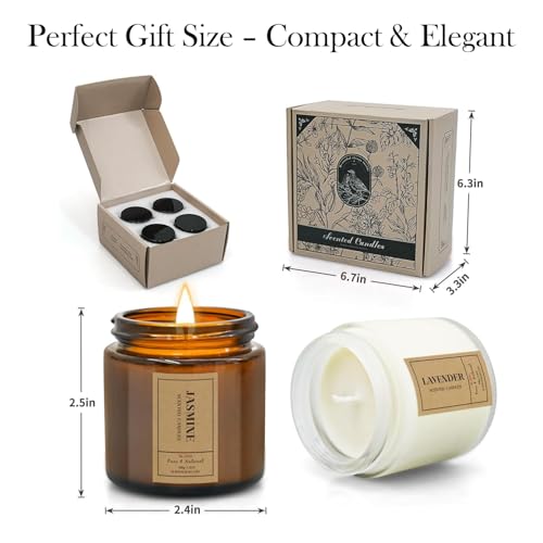 Candle Gift Set for Home – 4 Pack Scented Soy Wax Candles, Lavender, Jasmine, Sandalwood & Sage – Long Lasting Aromatherap...