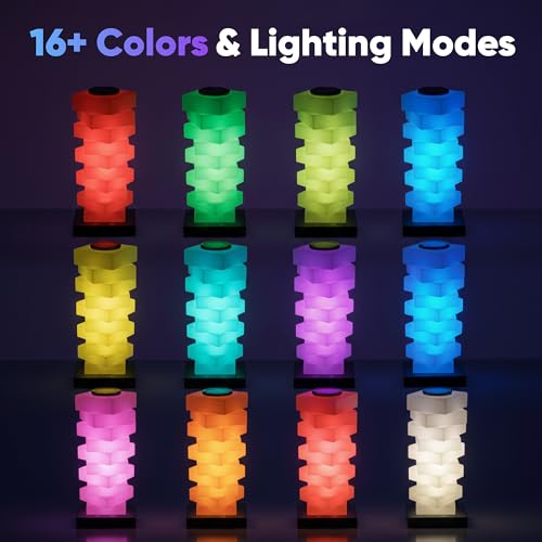 GLO-X Modular Color Changing RGB Night Light – Stackable LED Touch Lamp for Desk, Bedroom, Gaming & Kids Rooms | Great Gift