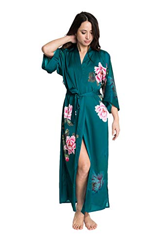 OLDSHANGHAI Luxury Kimono Robe for Women | Long Floral Robe | Original Design | Removable Waist Tie Closure