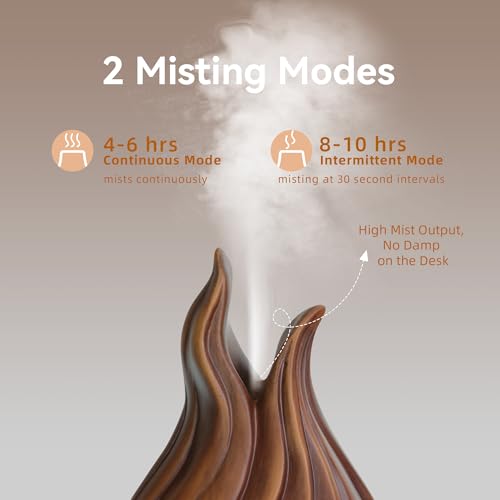 200ml Essential Oil Diffuser for Home, Wood Grain Cover Aromatherapy Diffuser, Cool Mist Humidifier with Safe Auto Shut-Of...