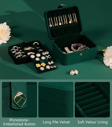 Homde Jewelry Box Small for Women: Ring Earring Organizer Storage for Dresser - Necklace Bracelets Holder with Multi Compa...