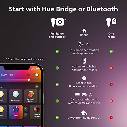 Philips Hue Go Smart Portable Dimmable Table Lamp, White - White and Color Ambiance LED Color-Changing Light - 1 Pack - In...