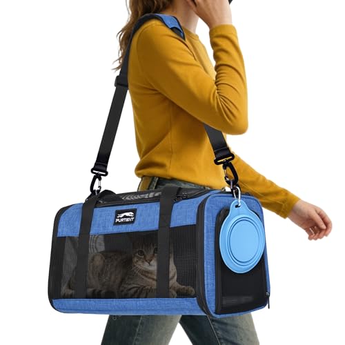 Pet Carrier Airline Approved, Soft Sided Cat Carrier for Small Pets up to 13 lbs, TSA Approved Dog Travel Bag with Foldabl...