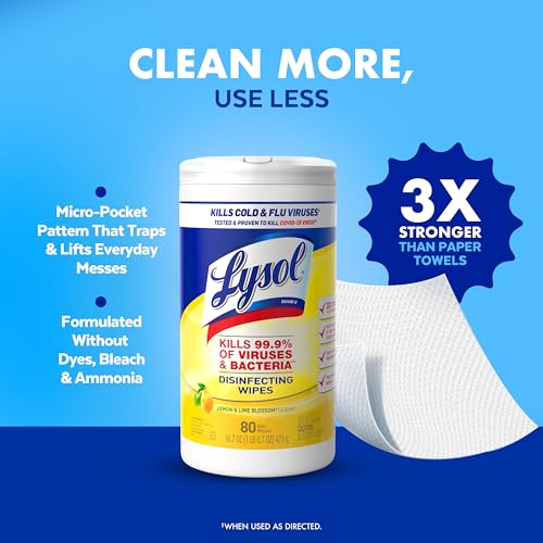 Lysol Disinfecting Wipes Bundle, Home Apartment Dorm Room Essentials and Cleaning Supplies, All Purpose Cleaner, Multi-sur...