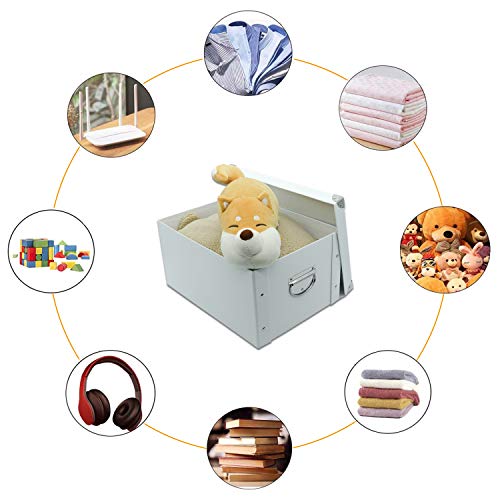 GUOZI Collapsible Storage Box, Decorative Memory Box with Lid & Metal Reinforced Corners, Cardboard File Bin with Handles,...