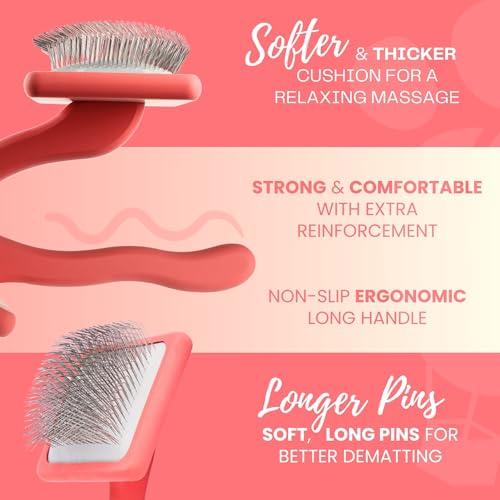 Flying Pawfect Dog Slicker Brush for Grooming Pet Hair - Best Slicker For Poodle & Golden Doodle - Long Haired Tool For Do...