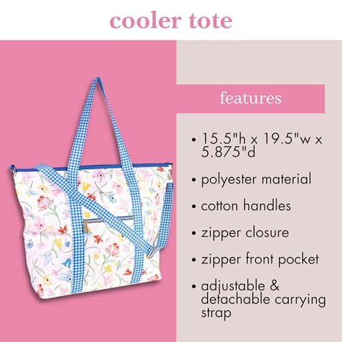 kate spade new york Large Capacity Insulated Cooler Tote Bag, Soft Sided Portable Beach Cooler with Shoulder Strap (Joyful...