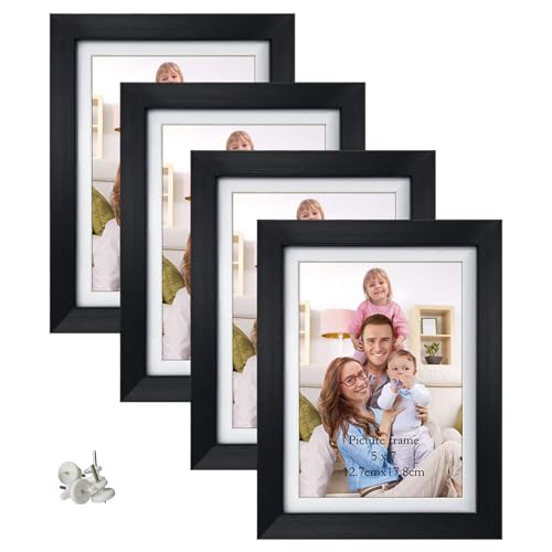 Giftgarden 5x7 Picture Frame Set of 4, 6x8 Matted to Display 5 by 7 Photo with Mat or 6 by 8 Without Mat for Wall or Table...