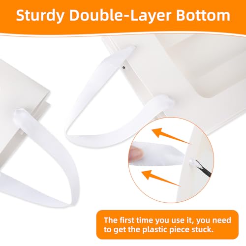 MOXARYSU 6 Pcs White Gift Bags with Clear Window: 9.8x5.1x7.1 Inch Small Medium Kraft Paper Bags with Handle For Party Bus...