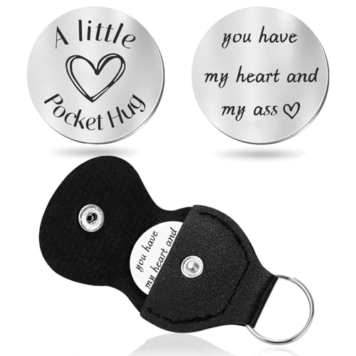 Teniinet Pocket Hug Token Keychain for Men Him, Funny Boyfriend Gifts From Girlfriend, Long-distance Couple Gifts for Husb...
