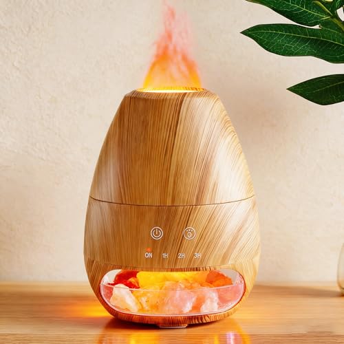 Dialan's Essential Oil Diffuser with Flame Effect Ultrasonic Himalayan Salt Lamp Diffuser Ultrasonic Cool Mist Humidifier ...