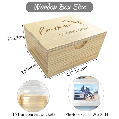 Wooden Pull Out Photo Album Box, Accordion Picture Memory Collection Gift Keepsake Box, Anniversary Birthday Christmas Wed...
